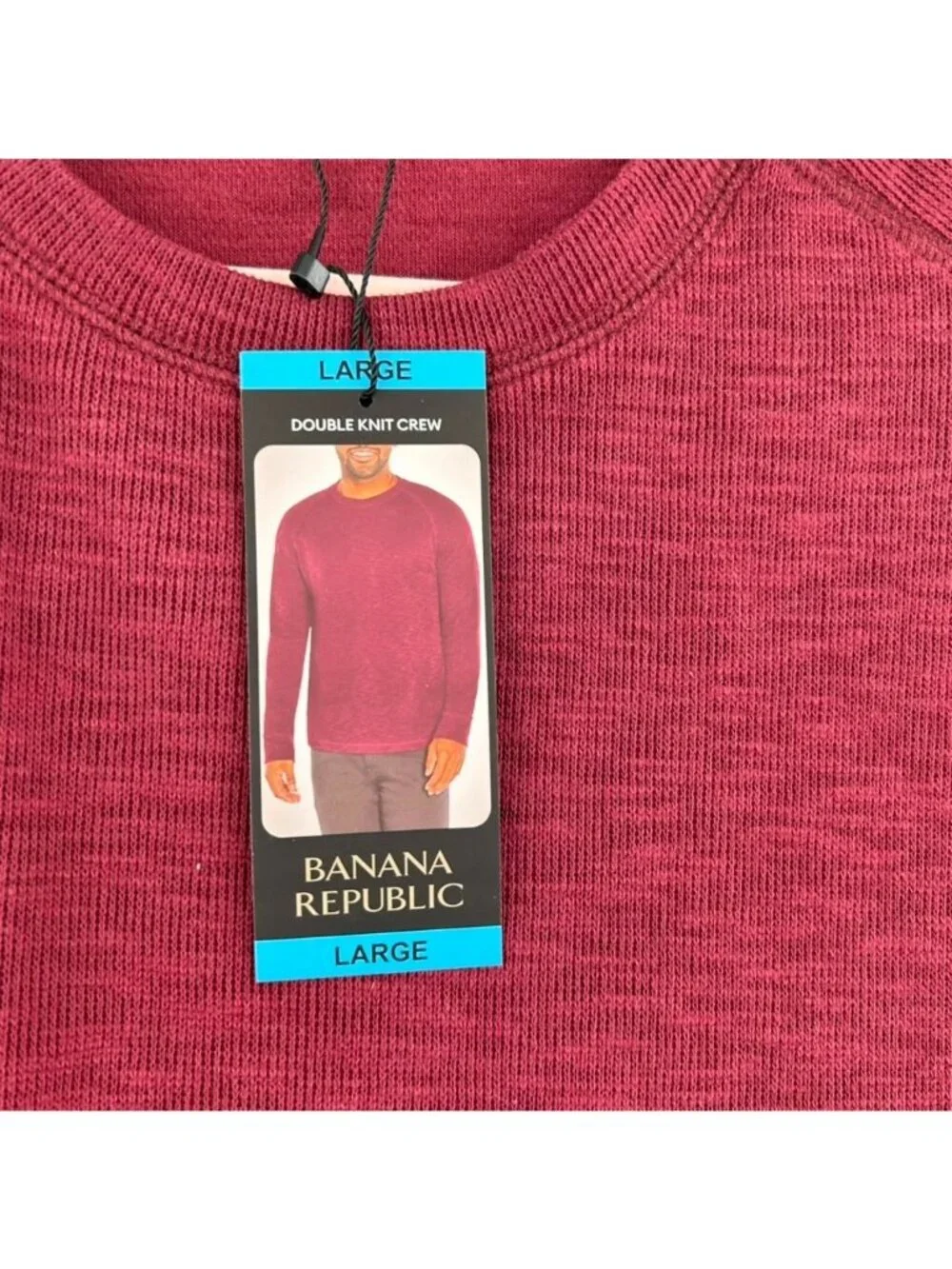 Banana Republic Shirt Men's Large Burgundy Double Knit Crewneck Long Sleeve NWT
